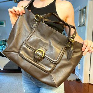 Coach Campbell Izzy Leather Fashion Satchel - Brass Mahogany